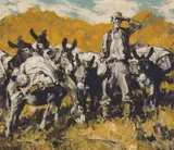 Frank B. Hoffman, Prospector and Burros, Oil on canvas