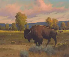 John Demott, Bison, Oil on board