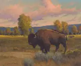 John Demott, Bison, Oil on board