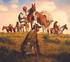 Joseph Velazquez, Adventures of the Fur Trade, Oil on canvas