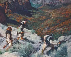 Ridge Runners by C. Michael Dudash, Oil on linen mounted to board, sold Apr 2025