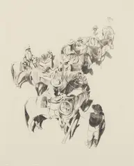 Mark Maggiori, 7 Figures, 7 Horses, Graphite