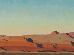 Logan Maxwell Hagege, Orange Cliffs, Oil on linen mounted to board