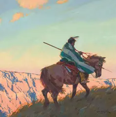 John Moyers, The Buffalo Lance, Oil on board