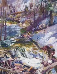 Start of Spring Run Off by Walt Gonske, Oil on board, sold Apr 2025