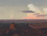 Jimmy Swinnerton, Hogan Near Upper End of Grand Canyon, Oil on canvas