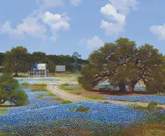 William Slaughter, Blue Bonnets, Oil on canvas