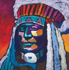 John Nieto, Chief Rain in the Face, Acrylic on panel