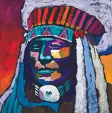 John Nieto, Chief Rain in the Face, Acrylic on panel