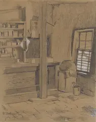 Maynard Dixon, Fort Mohave Indian Reservation, Arizona; Ben Spear Trading Post, Graphite and white chalk