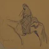 Maynard Dixon, Navajo Woman Rider, Graphite