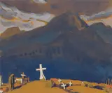 Maynard Dixon, Campo Santo study, Gouache