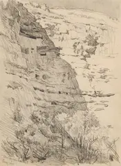 Maynard Dixon, Montezuma's Castle near Camp Verde, AZ, Graphite