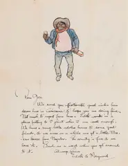 Maynard Dixon, Illustrated letter to Joseph Lobe, Pen, Ink and Colored Pencil