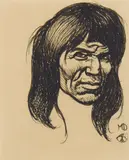 Maynard Dixon, Papago Indian, Phoenix, AZ, Pen and ink on paper