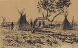 Maynard Dixon, Indian Encampment, Pen and ink on paper