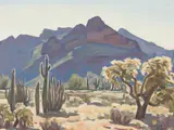 Edith Hamlin, Cactus Country, Oil on board