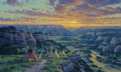 Randy Van Beek, Kiowa Hunters Camp at Palo Duro Canyon, oil on linen