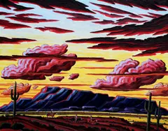 Kim Wiggins, Arizona Dusk, oil on panel