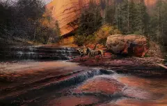 Bruce Cheever, Crimson Cascade, oil on linen