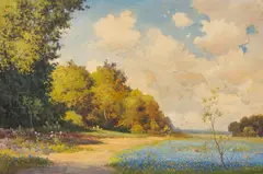 Robert Wood, Bluebonnet Landscape, oil on canvas