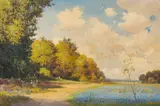 Robert Wood, Bluebonnet Landscape, oil on canvas