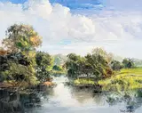 José Vives-Atsara, The Atascosa River -- Texas, oil on canvas