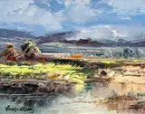 José Vives-Atsara, Landscape, Texas, oil on canvas