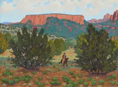 Fred Darge, The Lone Rider, oil on canvas