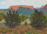 Fred Darge, The Lone Rider, oil on canvas