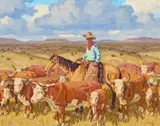 Fred Darge, The Round Up, oil on canvas