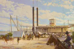 Robert Sticker, Custer at the Rosebud, oil on panel