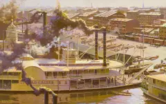 Robert Sticker, St. Louis Wharf, oil on panel