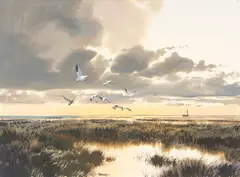 Al Barnes, Snows on Carl Mott’s, watercolor