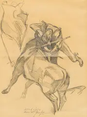 Thomas C. Lea III, Sketch of a Goring, Mexico, 1947, pencil on paper