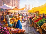 Alfredo Rodríguez, Colores del Mercado, oil on canvas