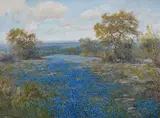 Robert Harrison, Bluebonnets Near San Antonio, oil on canvas