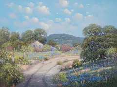 Loveta Strickland, Bluebonnet Landscape, oil on canvas