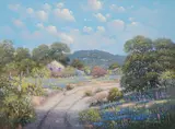 Loveta Strickland, Bluebonnet Landscape, oil on canvas