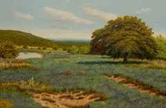 Manuel Garza, Bluebonnet Landscape, 1981, oil on canvas