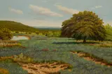 Manuel Garza, Bluebonnet Landscape, 1981, oil on canvas