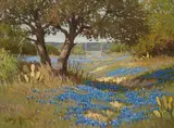 Joe G. Russell, Bluebonnet Landscape, oil on canvas