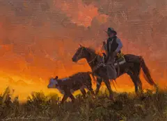 Bill Anton, Ranch Silhouette, oil on wood
