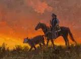 Bill Anton, Ranch Silhouette, oil on wood