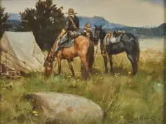 Gary Niblett, Union Bivouac, 1985, watercolor on paper