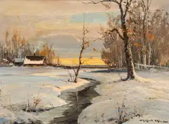 Robert Wood, Winter's Arrival, oil on canvas