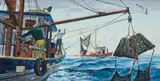 Clay McGaughy, Texas Gulf Shrimpers, acrylic on panel