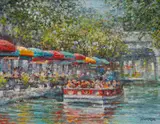 Robert Hamman, Riverwalk Reflections, oil on canvas