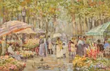 Robert Hamman, Morning of the Market, oil on canvas