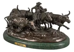 Frederic Remington, Stampede, bronze